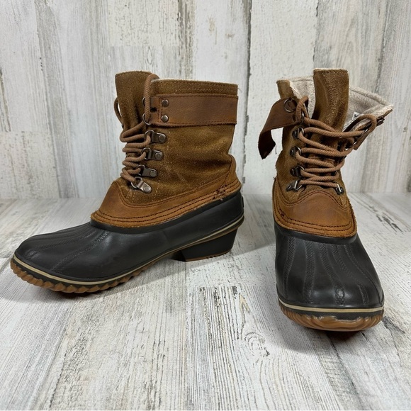 Sorel Women's Winter Fancy Lace Up II Mid Calf Brown Black Boots #1329 - Picture 6 of 10